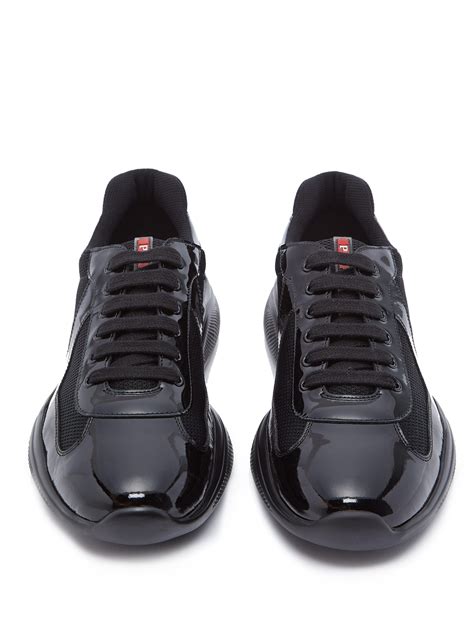 prada men's america's cup leather with mesh sneaker black ps0906|prada america's cup shoes.